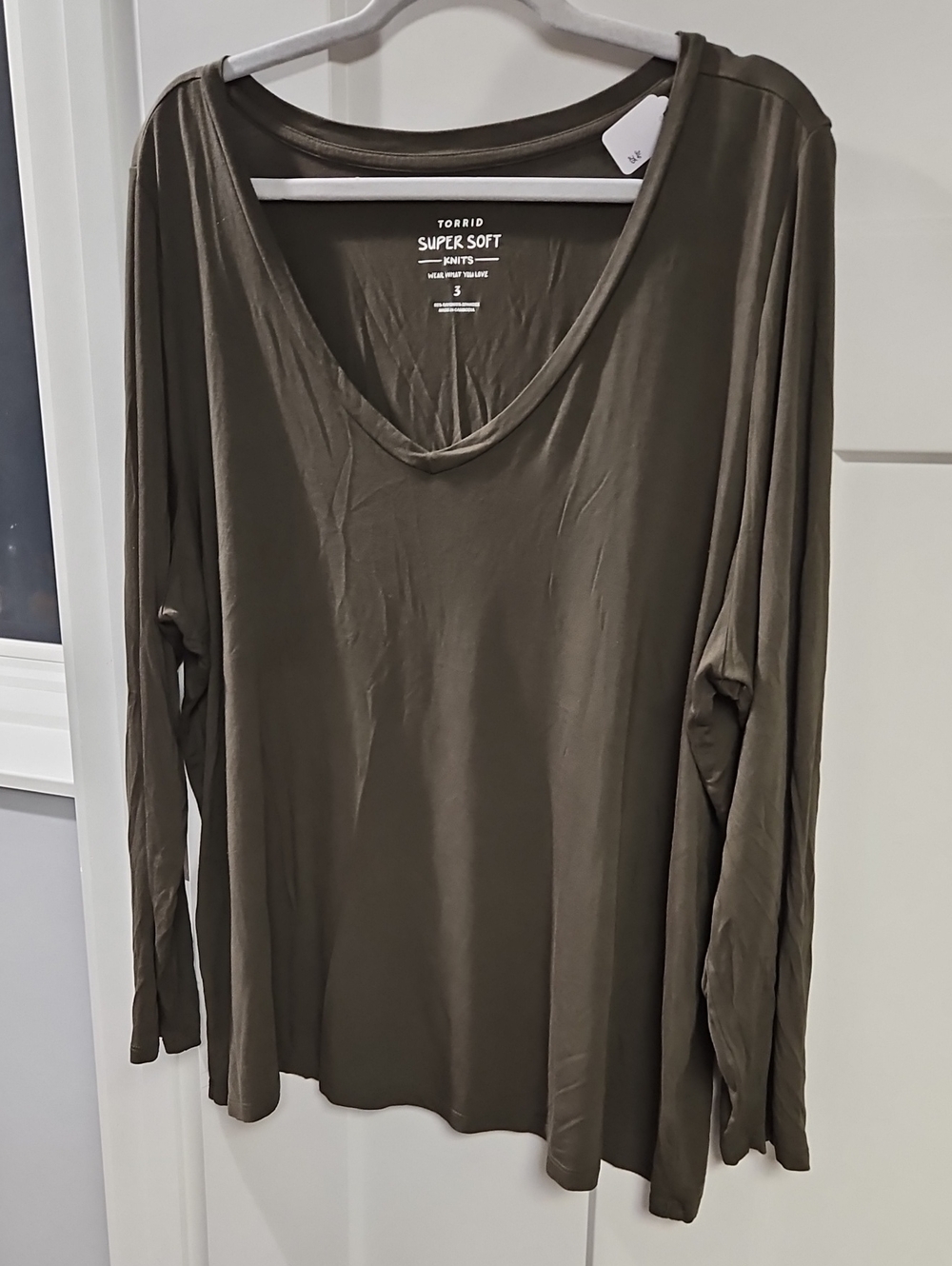 torrid Olive V-Neck Long Sleeve Top